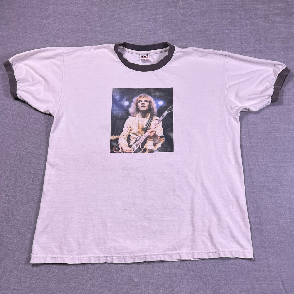 Vintage Peter Frampton Comes Alive 2001 Tour Ringer T-Shirt‎ XL Anvil White
